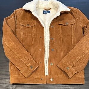 Men's Tan Corduroy Jacket with Sherpa Lining